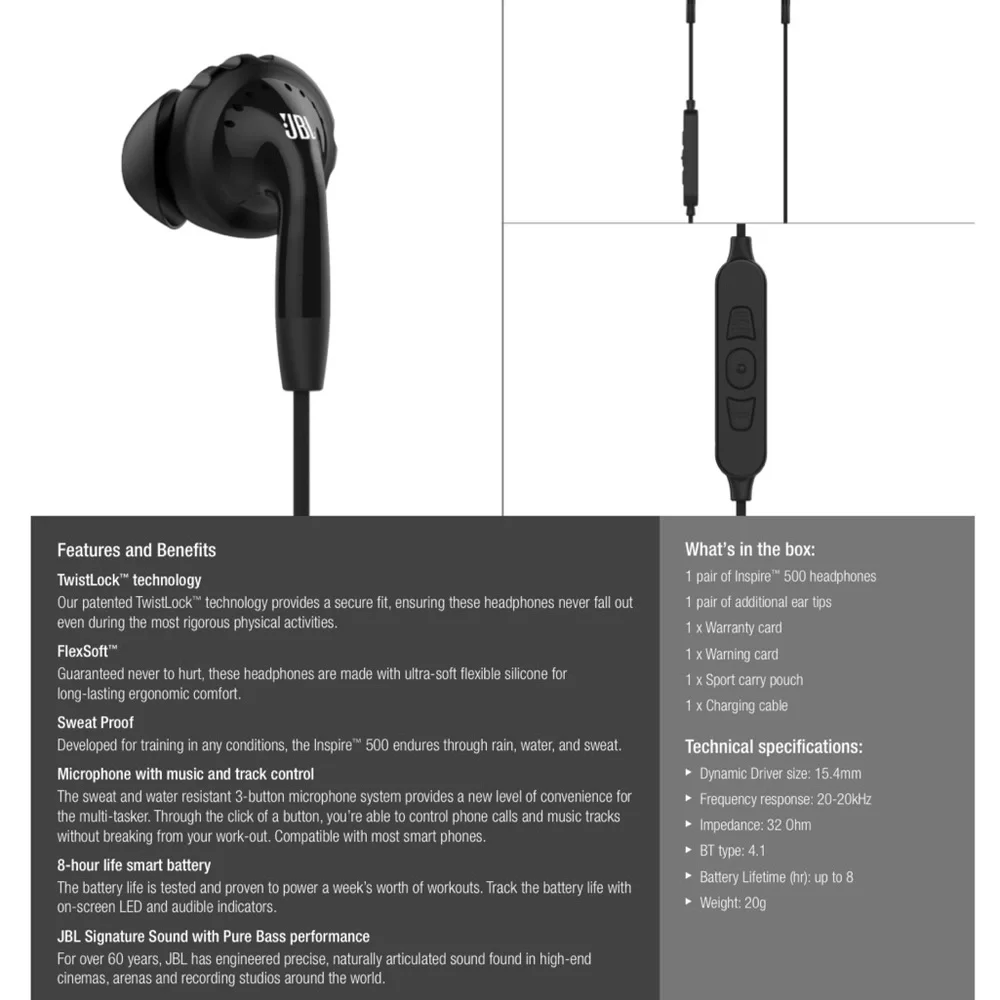 JBL Inspire 500 Black Wireless Headphones